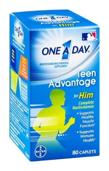 slide 1 of 1, One A Day Teen Advantage For Him Multivitamin Complete Caplets, 80 ct