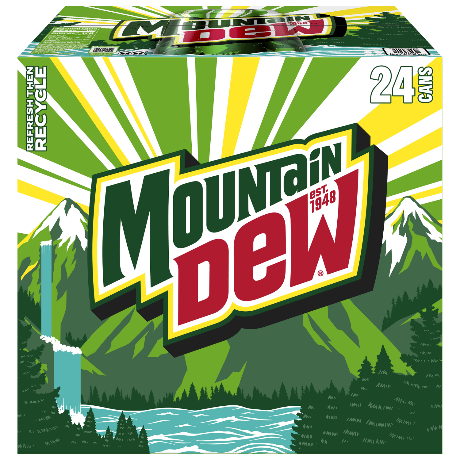 slide 1 of 2, Mountain Dew Soda Citrus 12 Fl Oz 24 Count, 24 ct; 12 fl oz