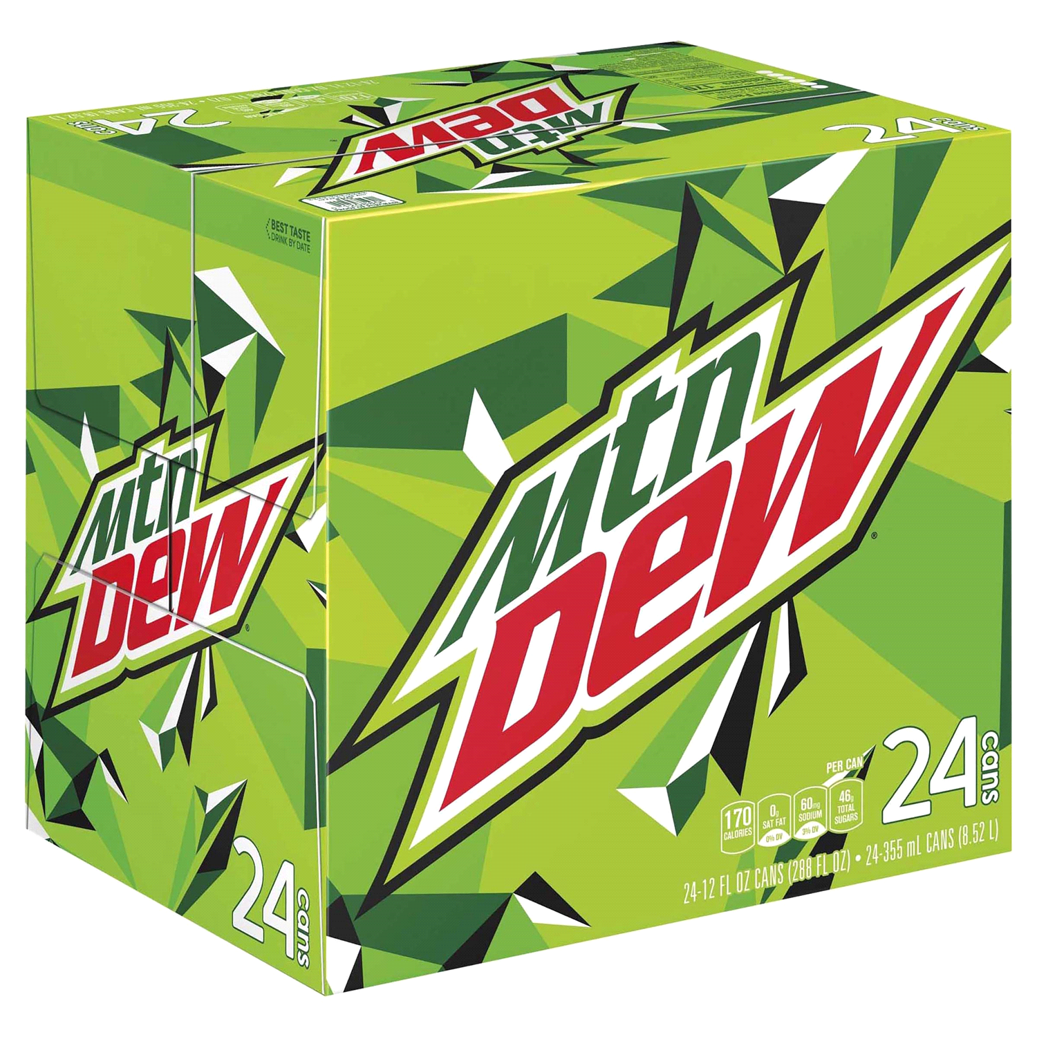 slide 1 of 2, Mountain Dew Soda Citrus 12 Fl Oz 24 Count, 24 ct; 12 fl oz