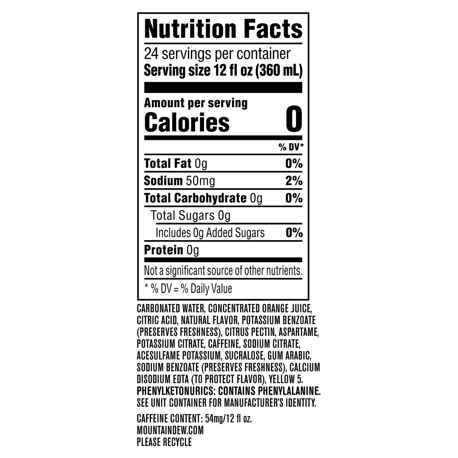 slide 2 of 2, Mountain Dew Diet Soda, Citrus, 24 ct; 12 oz