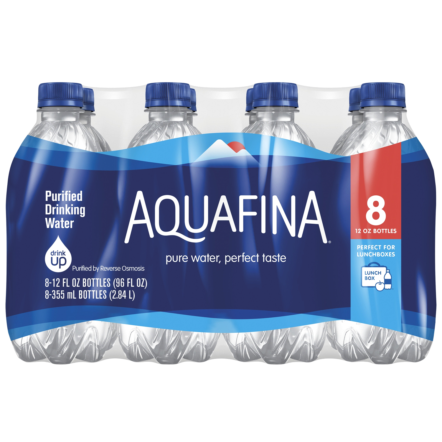 slide 1 of 3, Aquafina Purified Drinking Water 12 Fl Oz, 8 Count, 8 ct; 12 fl oz