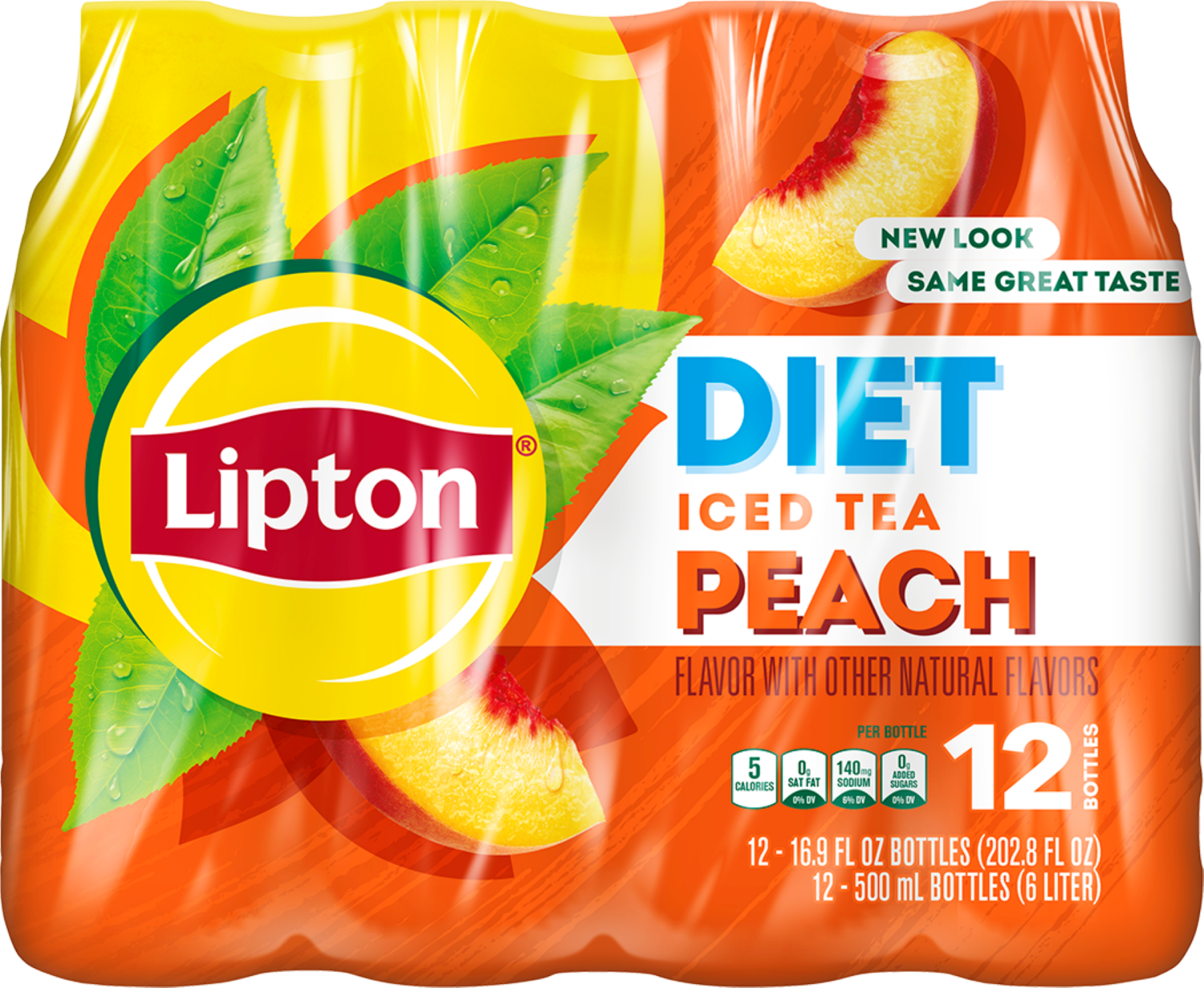 slide 1 of 1, Lipton Iced Tea, Diet, Peach, 12 ct; 16.9 oz
