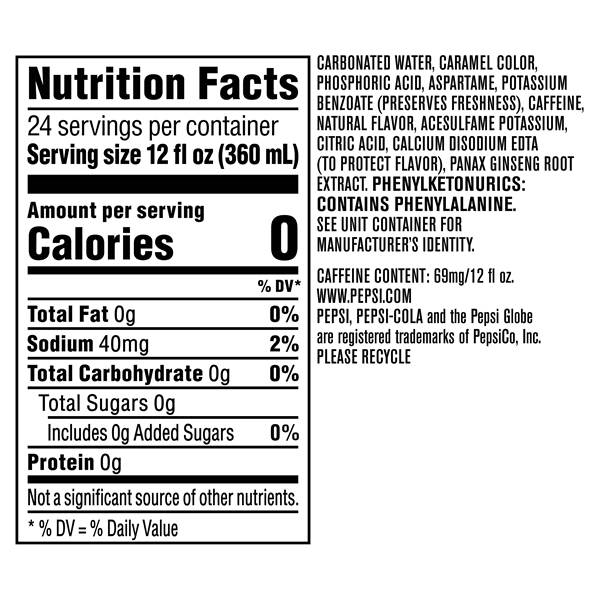 slide 6 of 9, Pepsi Zero Sugar Soda Cola 12 Fl Oz 24 Count, 24 ct; 12 oz