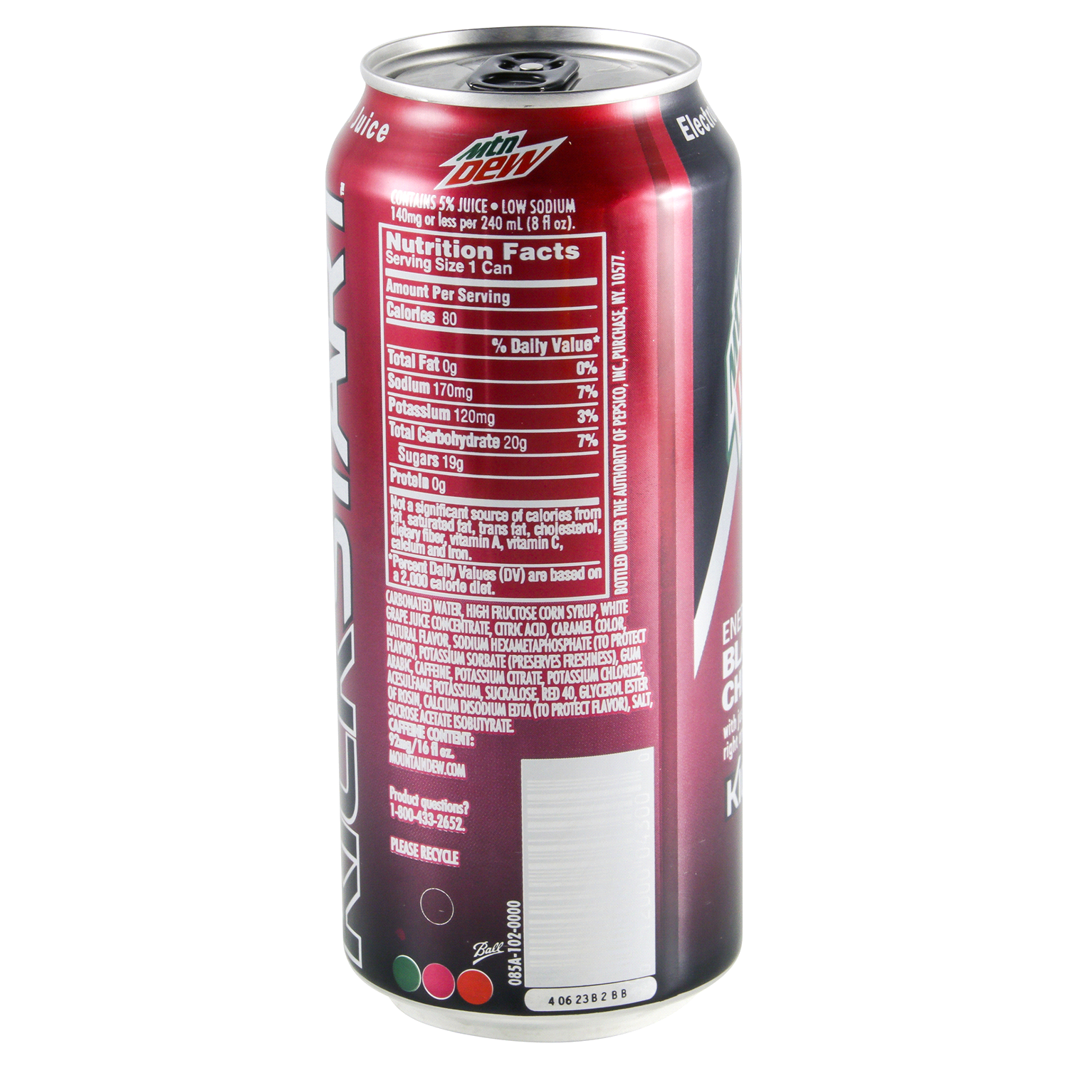 slide 2 of 3, Mountain Dew Sparkling Juice Beverage , Energizing Black Cherry Flavored, 16 oz