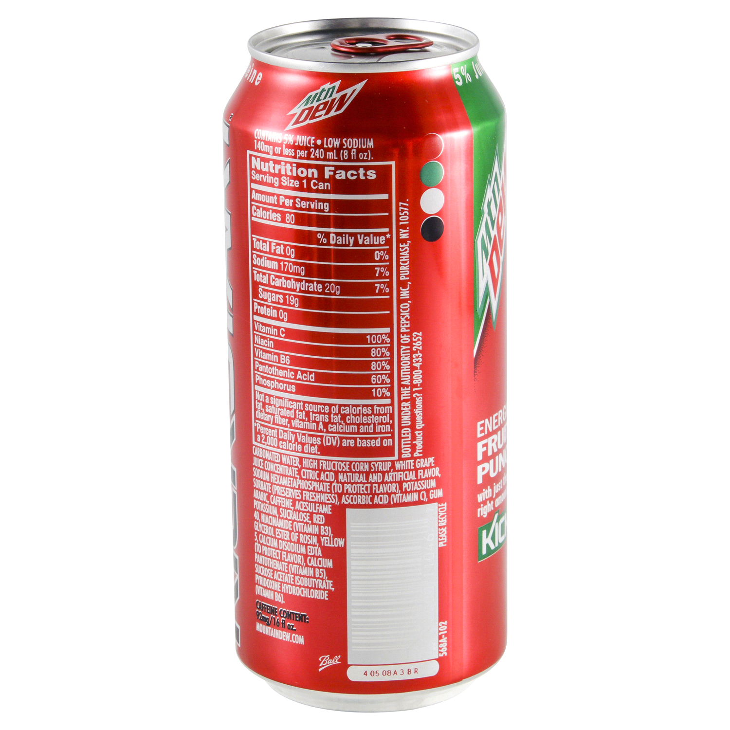 slide 2 of 3, Mountain Dew Kickstart Soda Energizing Fruit Punch 16 Fl Oz, 16 fl oz