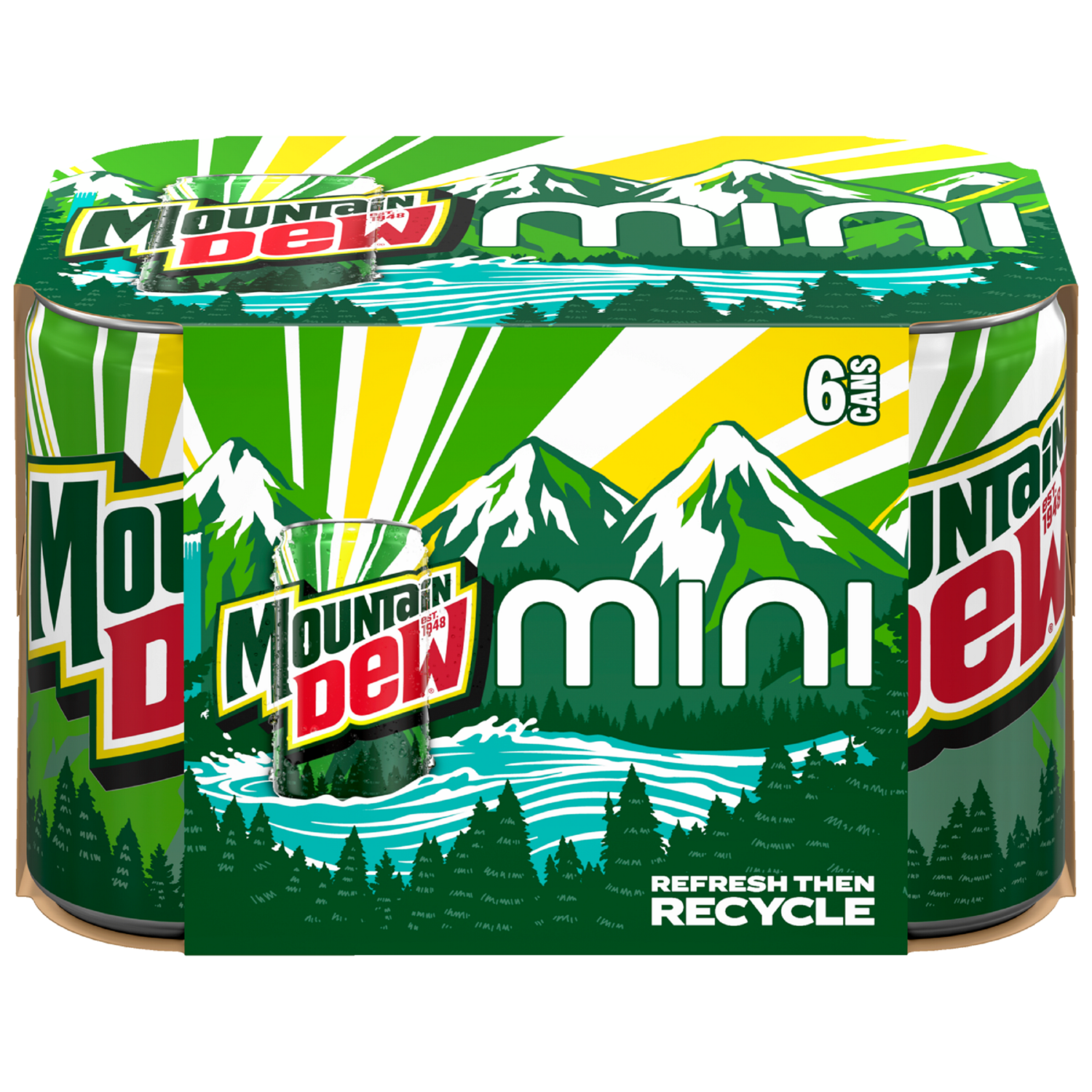 slide 1 of 1, Mountain Dew Soda Mini Cans 7.5 Fl Oz 6 Count, 6 ct; 7.5 oz