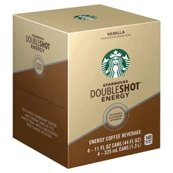 Starbucks Doubleshot Energy Coffee Beverage Vanilla 11 FL OZ 4 Count Cans