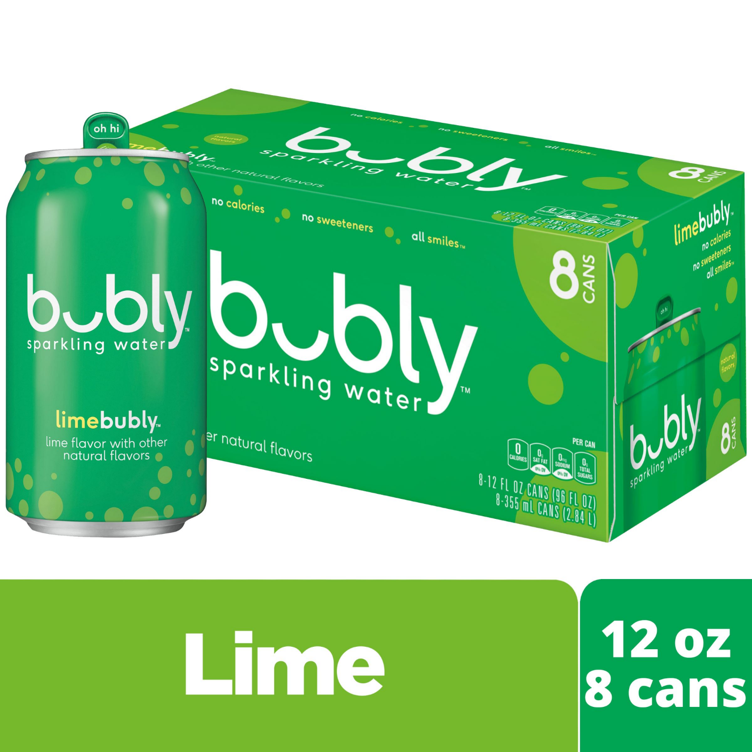 slide 1 of 5, bubly Flavored Water , Lime, 8 ct; 12 oz