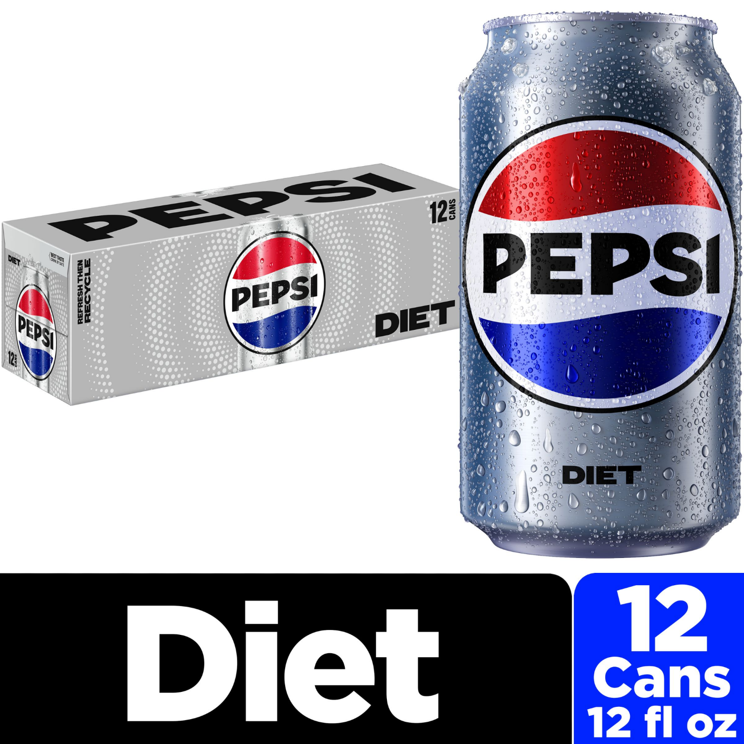 slide 1 of 1, Pepsi Diet Cola, 12 ct; 12 oz