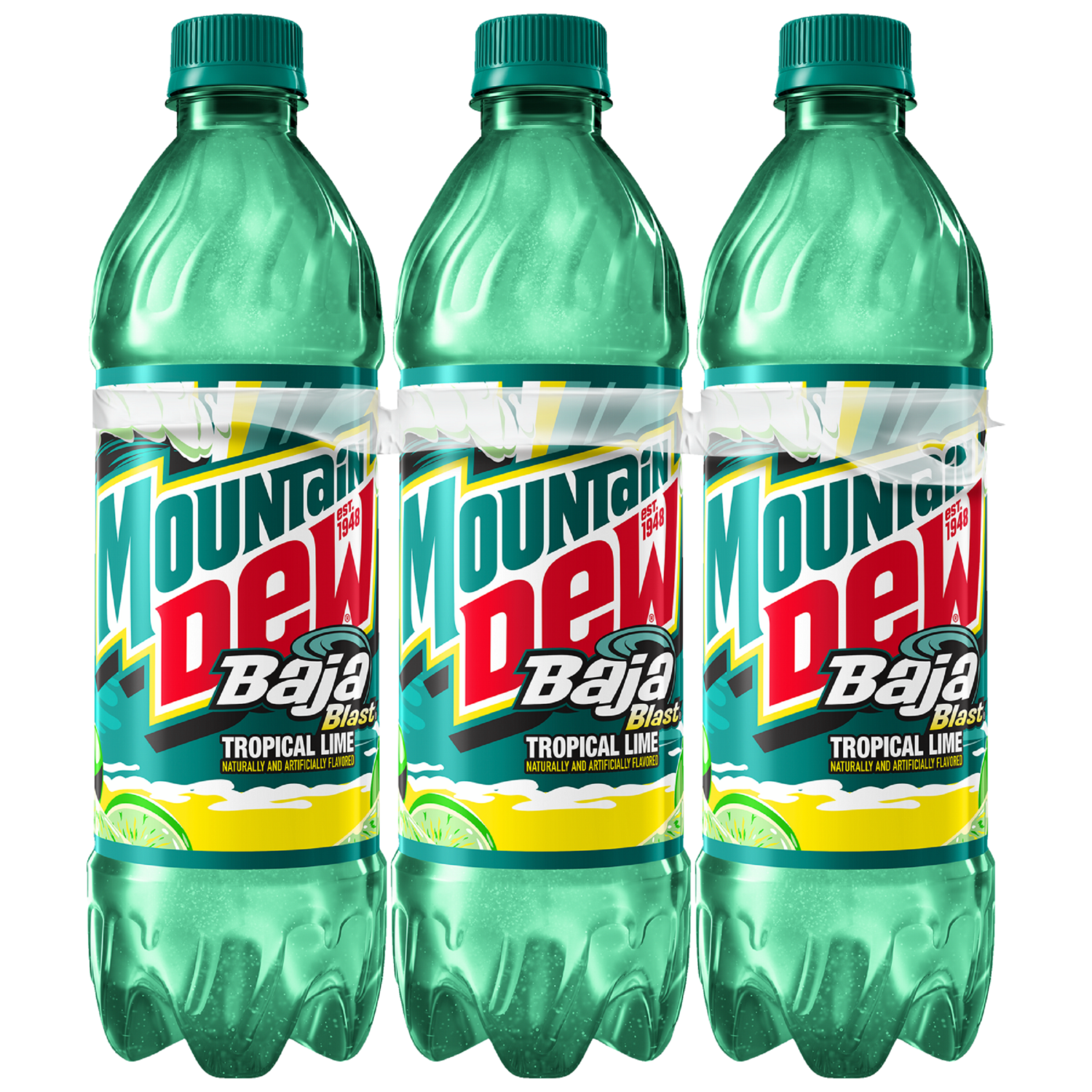 slide 1 of 4, Mountain Dew Baja Blast DEW Tropical Lime Flavor 16.9 Fl Oz, 6 Count, 6 ct; 16.9 oz