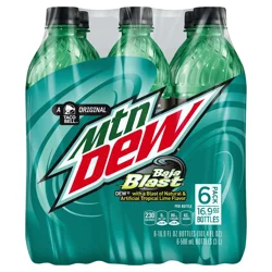 Mountain Dew Baja Blast DEW Tropical Lime Flavor 16.9 Fl Oz, 6 Count