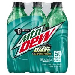 Mountain Dew Baja Blast DEW Tropical Lime Flavor 16.9 Fl Oz, 6 Count