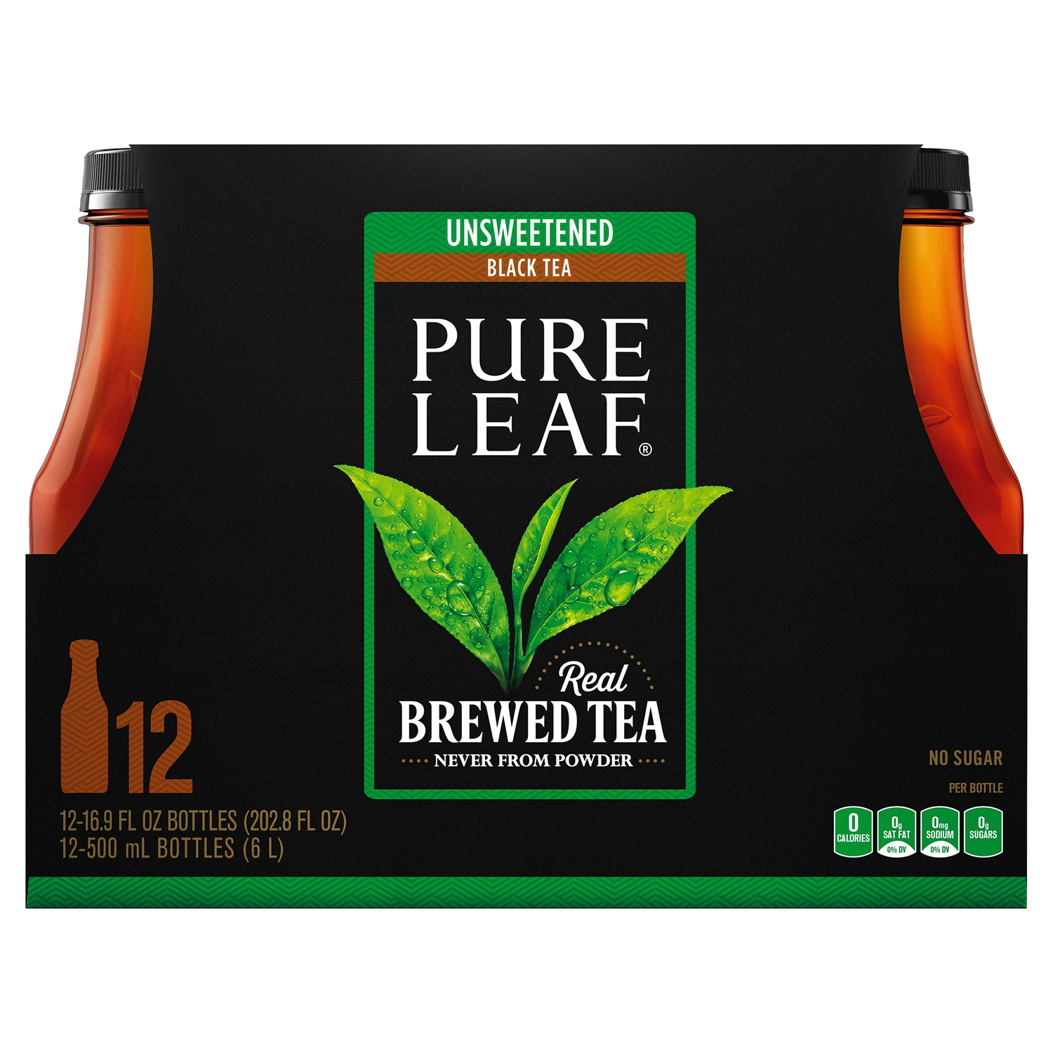 slide 1 of 2, Pure Leaf Real Brewed Tea Unsweetened Black Tea 16.9 Fl Oz 12 Count, 12 ct; 16.9 oz