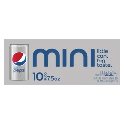 Diet Pepsi Cola Soda Pop Mini Cans, 10 ct / 7.5 fl oz