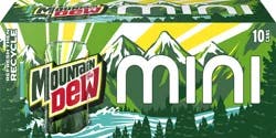 Mountain Dew Soda, Mini Cans - 10 ct
