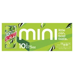 Mountain Dew Soda, Mini Cans - 10 ct