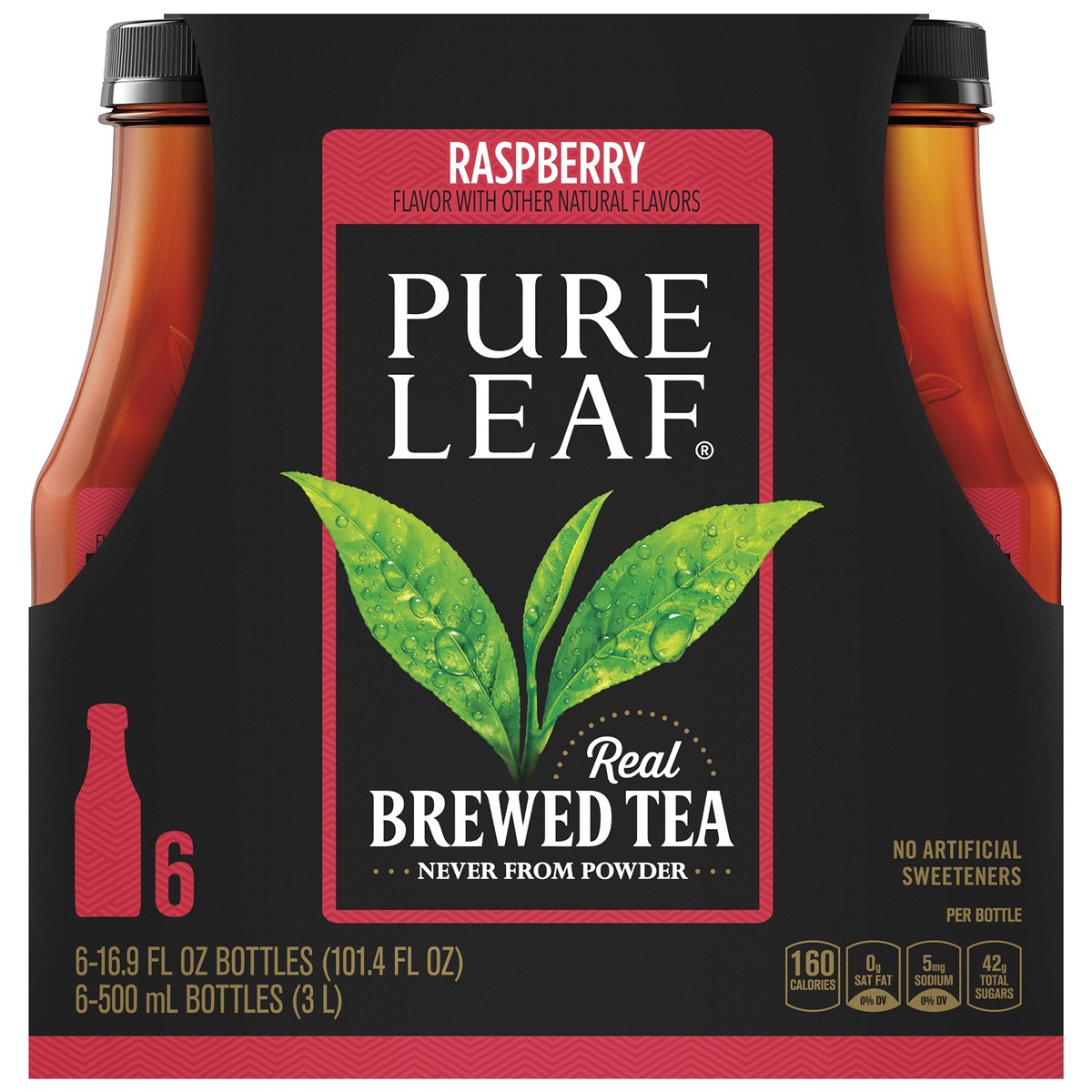slide 1 of 1, Pure Leaf Real Brewed Tea Raspberry 16.9 Fl Oz 6 Count, 6 ct; 16.9 oz