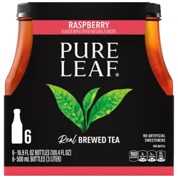 Pure Leaf Real Brewed Tea Raspberry 16.9 Fl Oz 6 Count