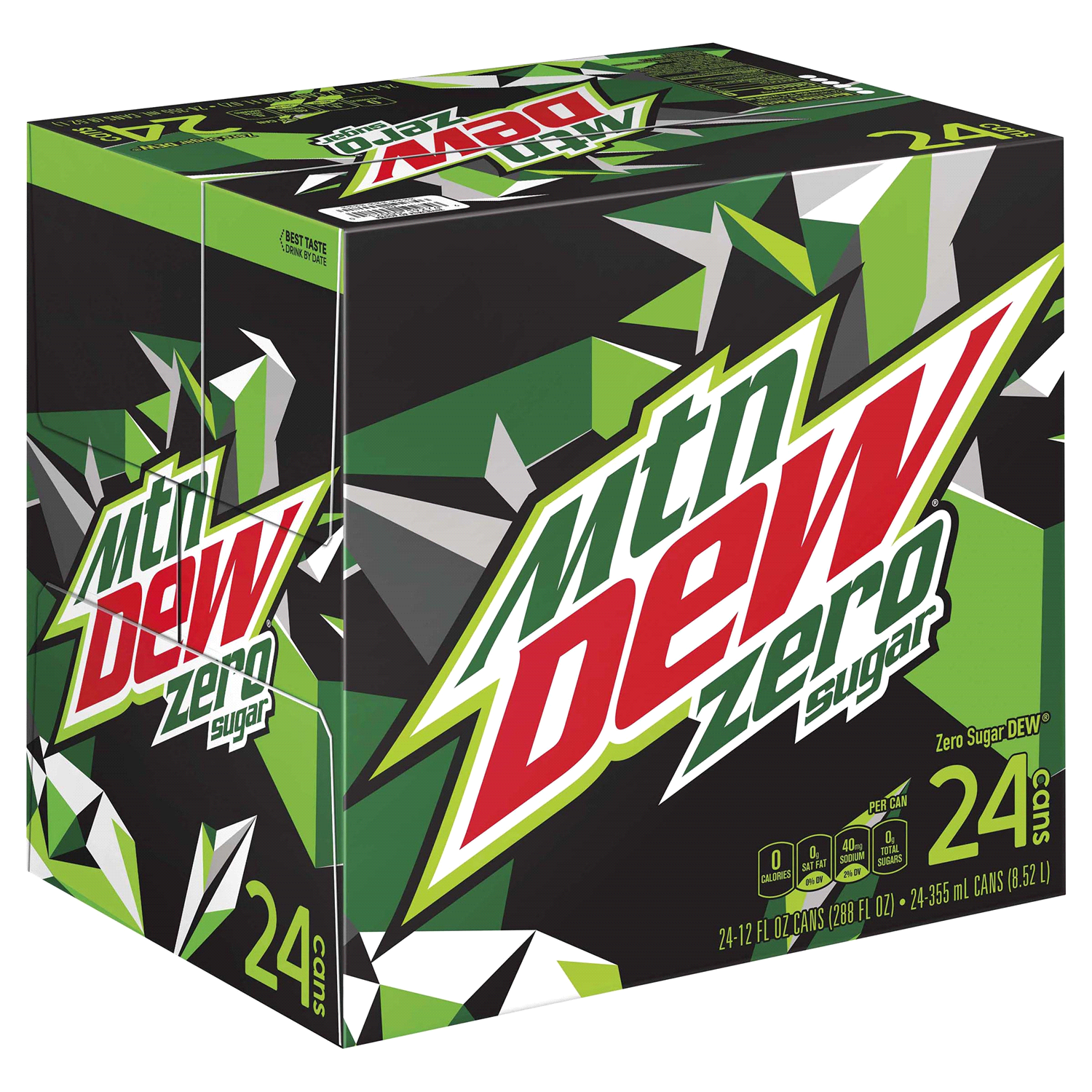 slide 1 of 2, Mountain Dew Zero Sugar Soda - 24 ct, 24 ct; 12 oz