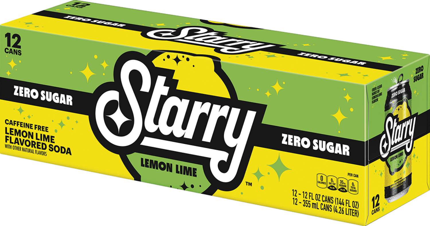 slide 2 of 2, Starry Zero Sugar Lemon Lime Soda, Caffeine Free, 12 ct; 12 oz
