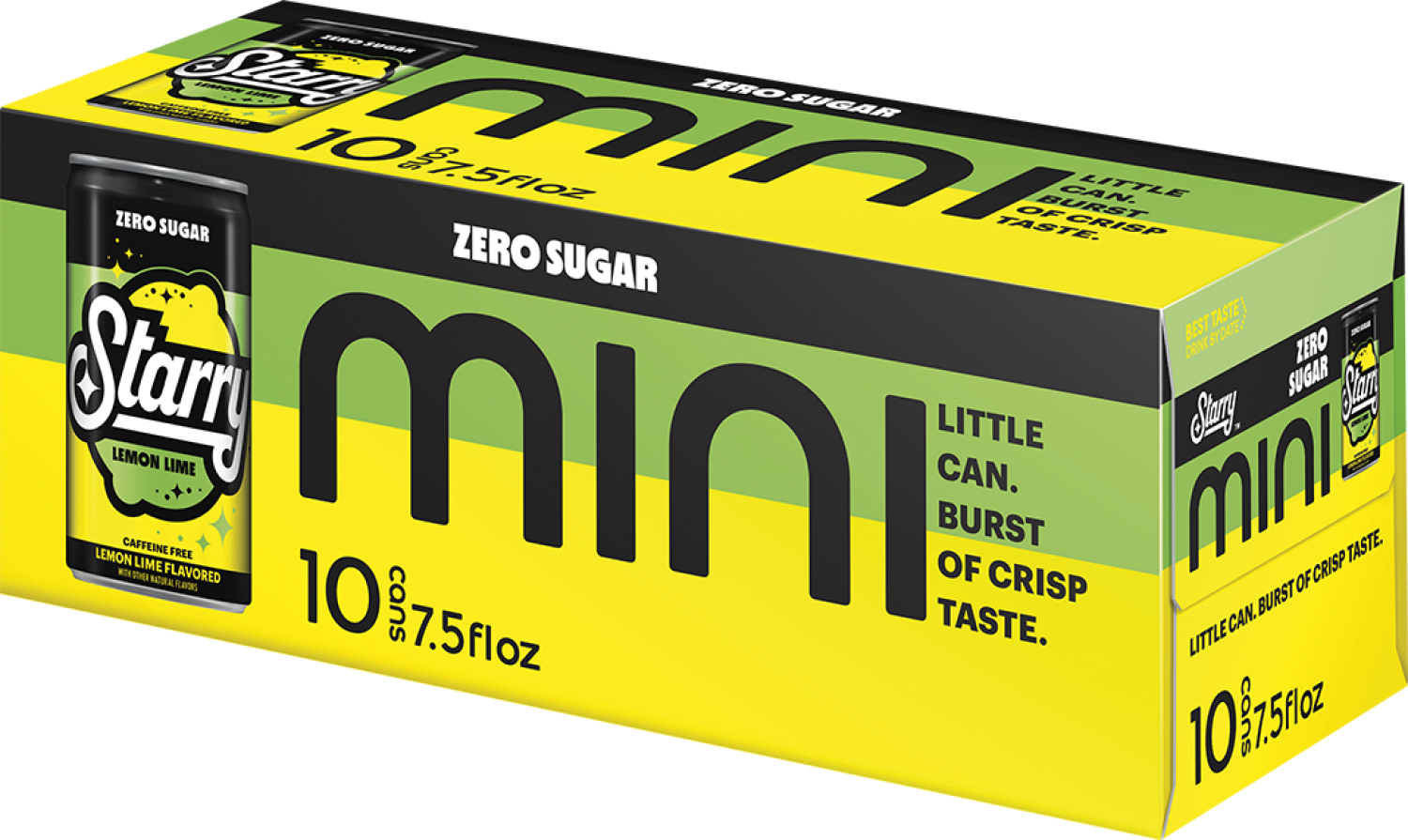slide 2 of 2, Starry Zero Sugar Lemon Lime Soda, Caffeine Free, Mini Cans, 10 ct; 7.5 oz
