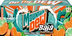 Mountain Dew Baja Cabo Citrus Dew Tropical Citrus Punch 12 Fl Oz, 12 Count
