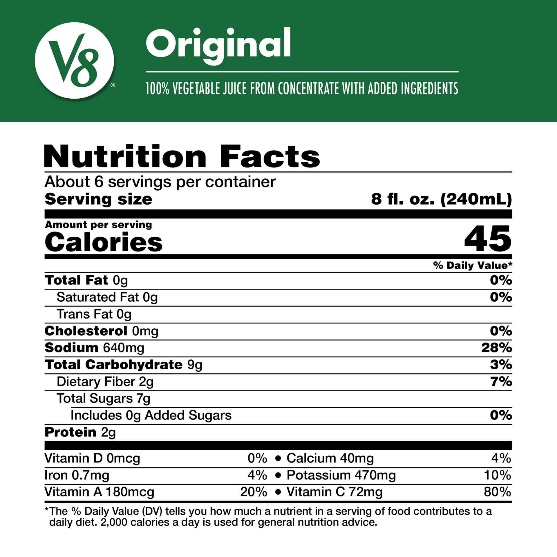 slide 2 of 7, V8 Original 100% Vegetable Juice - 46 Fl. Oz., 46 fl oz