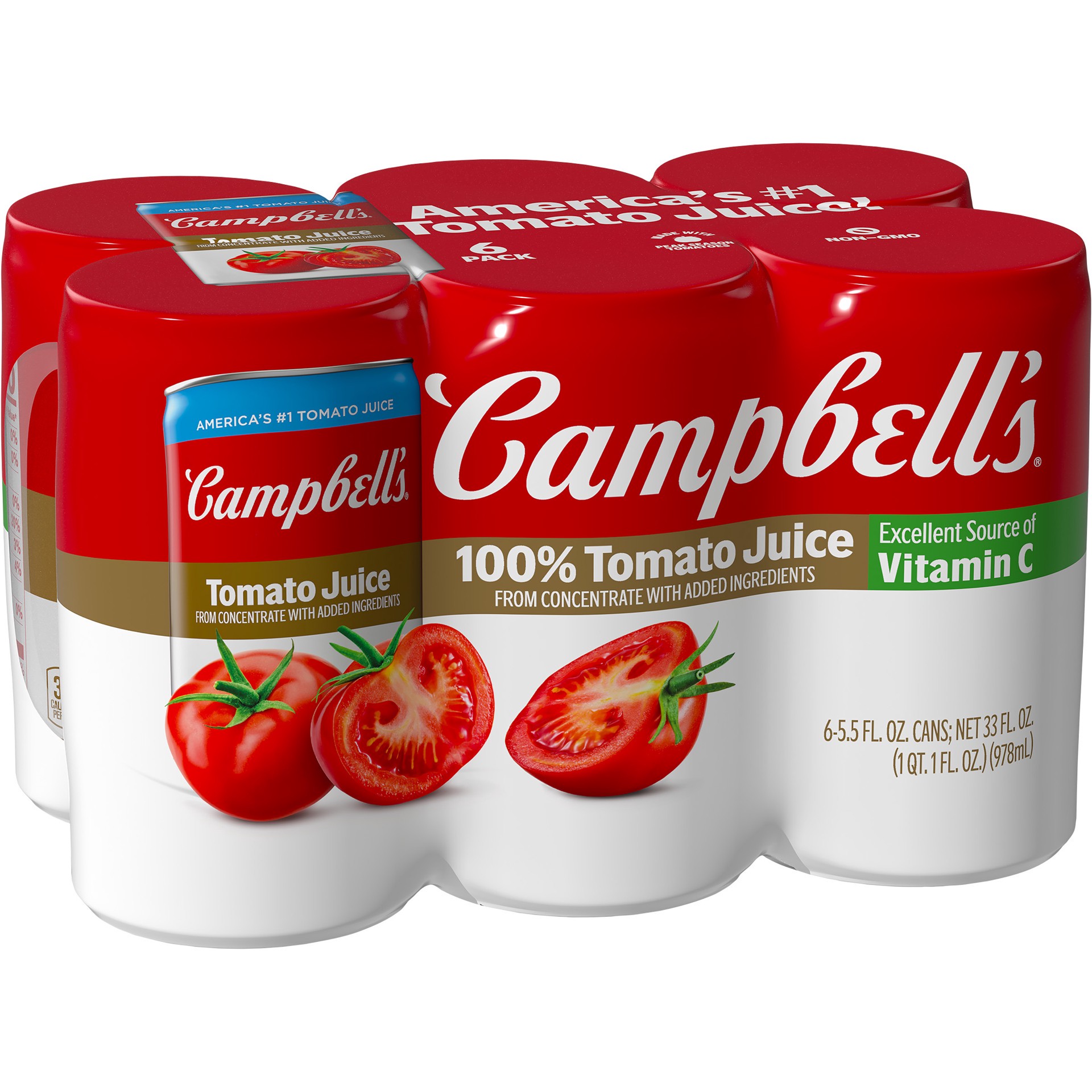 slide 7 of 10, Campbell's 100% Tomato Juice - 6-5.5 Fl. Oz., 6 ct; 5.5 fl oz
