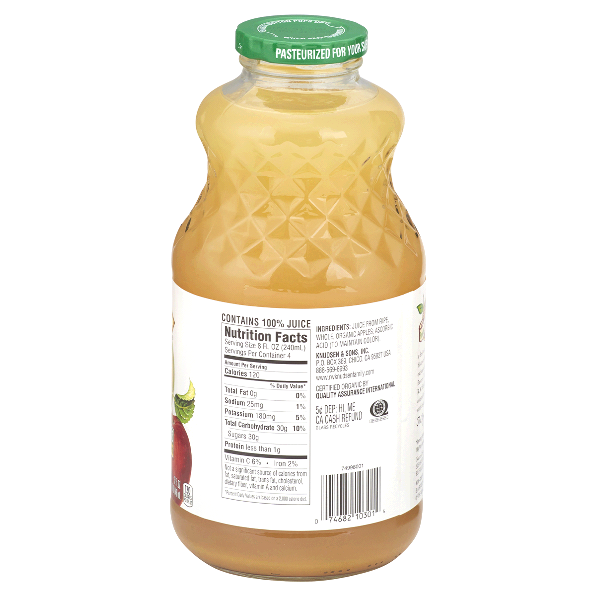 slide 2 of 3, R.W. Knudsen Family Organic Apple Juice, 32-Fluid Ounce, 