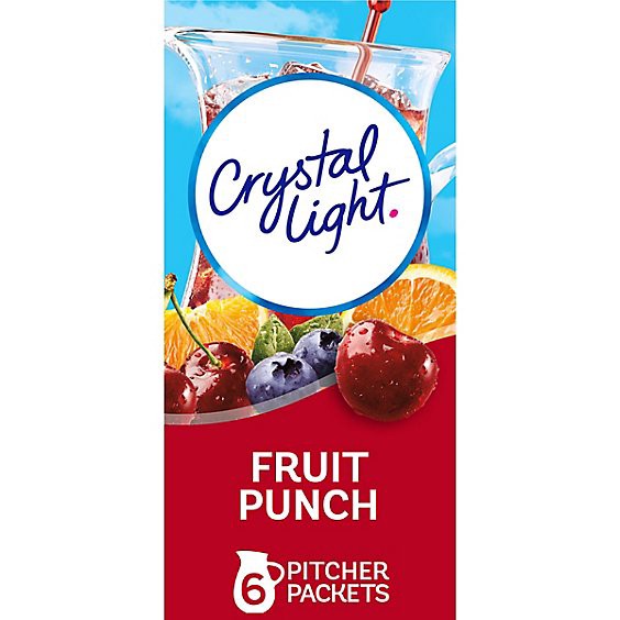 slide 1 of 1, Crystal Light Fruit Punch Artificially Flavored Powdered Drink Mix Pitcher Packets - 6 Count, 2.04 oz