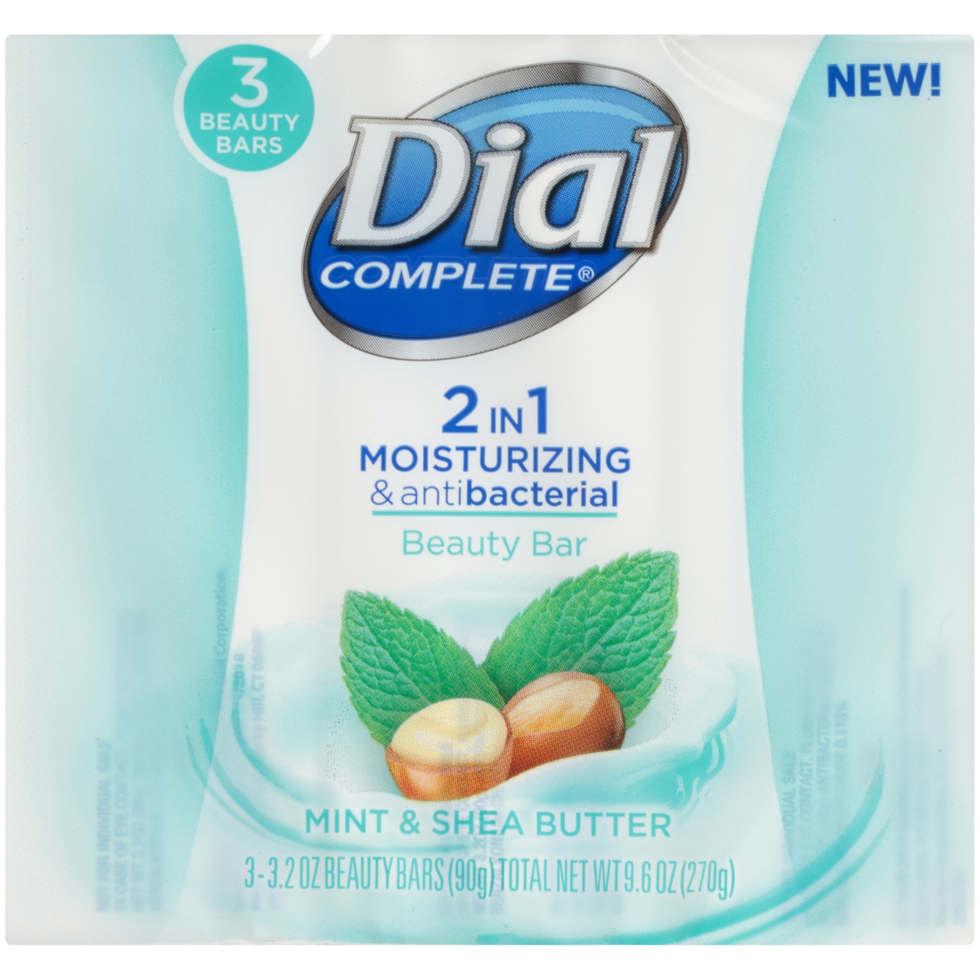 slide 6 of 6, Henkel Corporation Dial Complete 2 In 1 Moisturizing & Antibacterial Mint & Shea Butter Beauty Bar 3-3.2 Oz. Bars, 1 ct