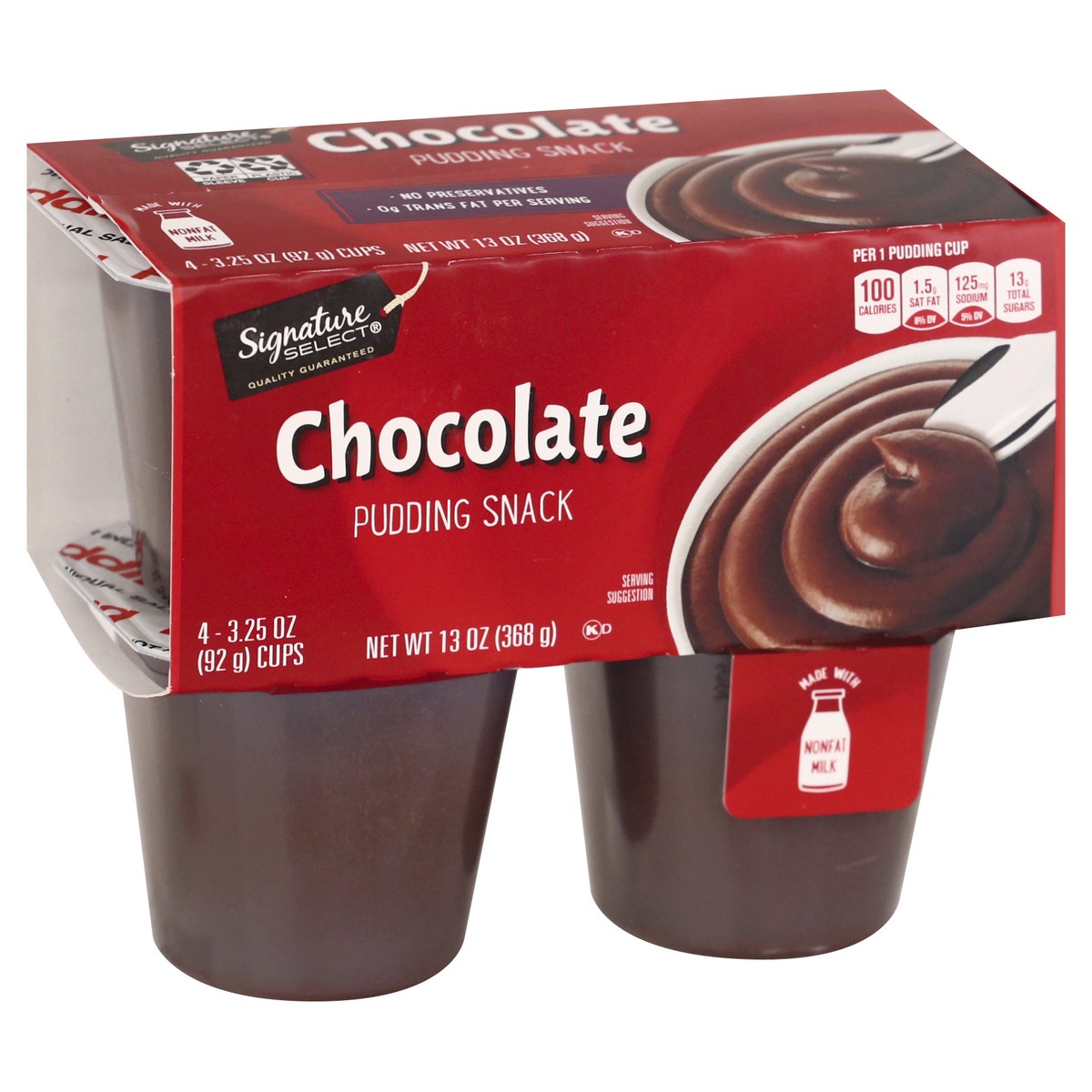 slide 3 of 9, Signature Select Chocolate Pudding Snack 4 ea, 4 ct; 3.25 oz