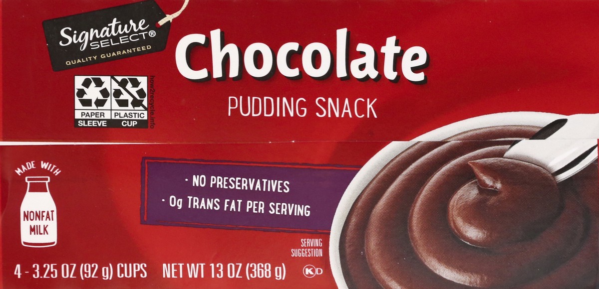 slide 2 of 9, Signature Select Chocolate Pudding Snack 4 ea, 4 ct; 3.25 oz