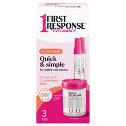 First Response Multi Check Quick & Simple Pregnancy Test Kit, 1 EasyCup Test with Built-in Pregnancy Test Strip, and 2 Rapid Result Pregnancy Tests, 1 Kit