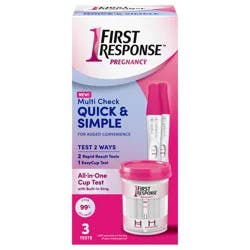First Response Multi Check Quick & Simple Pregnancy Test Kit, 1 EasyCup Test with Built-in Pregnancy Test Strip, and 2 Rapid Result Pregnancy Tests, 1 Kit