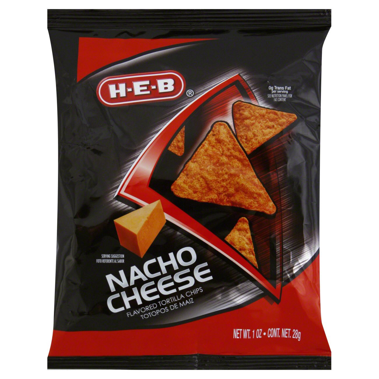 slide 1 of 1, H-E-B Nacho Cheese Flavored Tortilla Chips, 1 oz