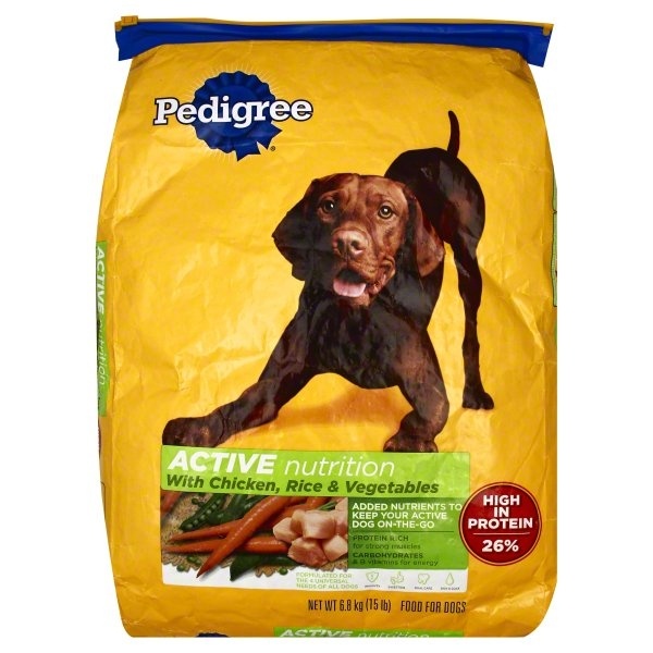 slide 1 of 1, Pedigree Active Nutrition Dry Dog Food, Chicken Rice & Vegetables, 15 lb, 15 lb
