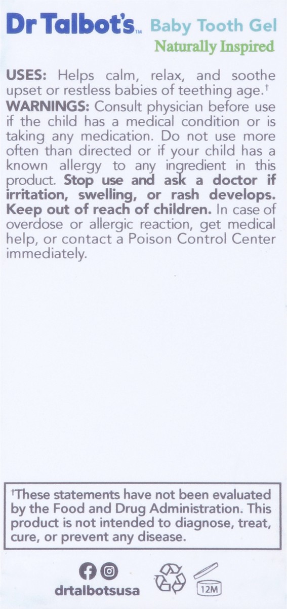 slide 3 of 14, Dr. Talbot's 3 - 24 Months Clove + Chamomile Baby Tooth Gel 0.53 oz, 0.53 oz