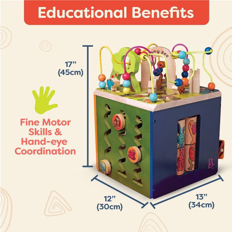 slide 4 of 9, B. toys Wooden Activity Cube - Zany Zoo, 1 ct