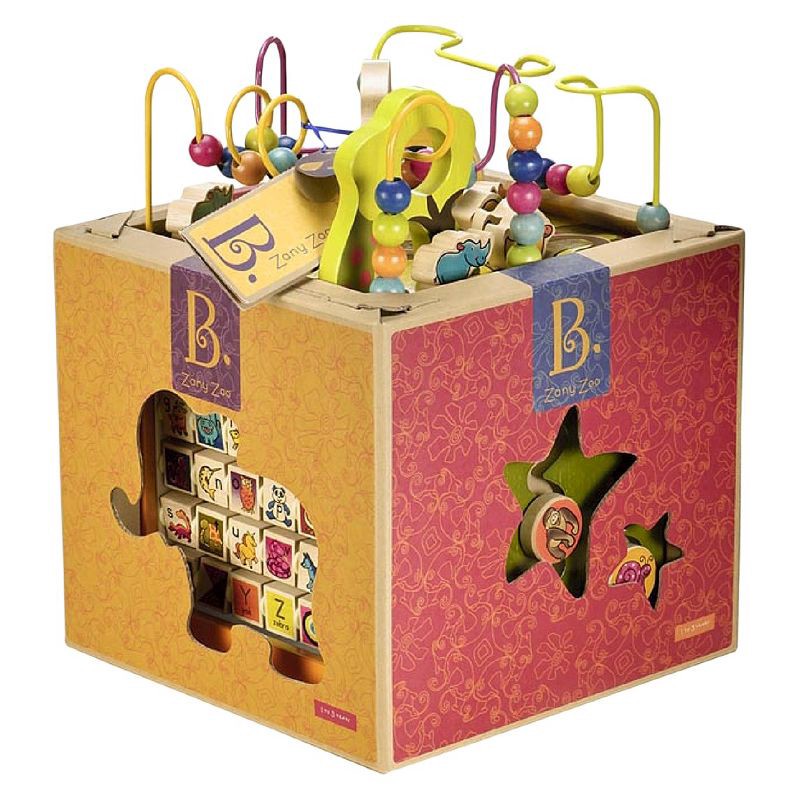 slide 9 of 9, B. toys Wooden Activity Cube - Zany Zoo, 1 ct