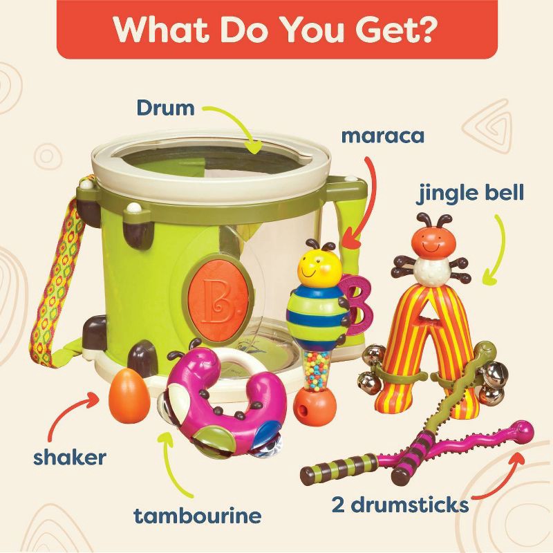 slide 4 of 10, B. toys Toy Drum Set 7 Instruments - Parum Pum Pum, 1 ct