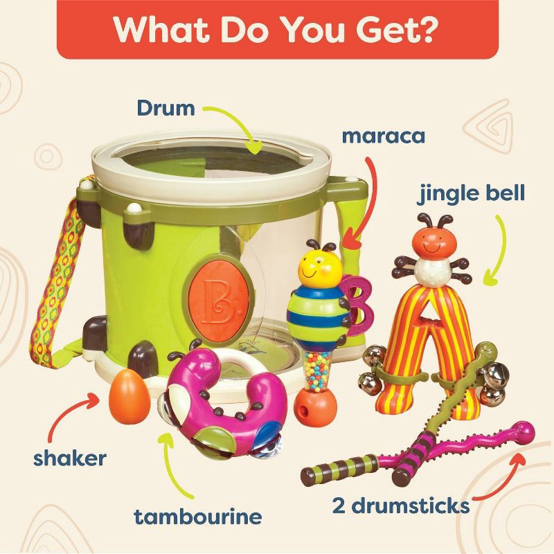 slide 6 of 10, B. toys Toy Drum Set 7 Instruments - Parum Pum Pum, 1 ct