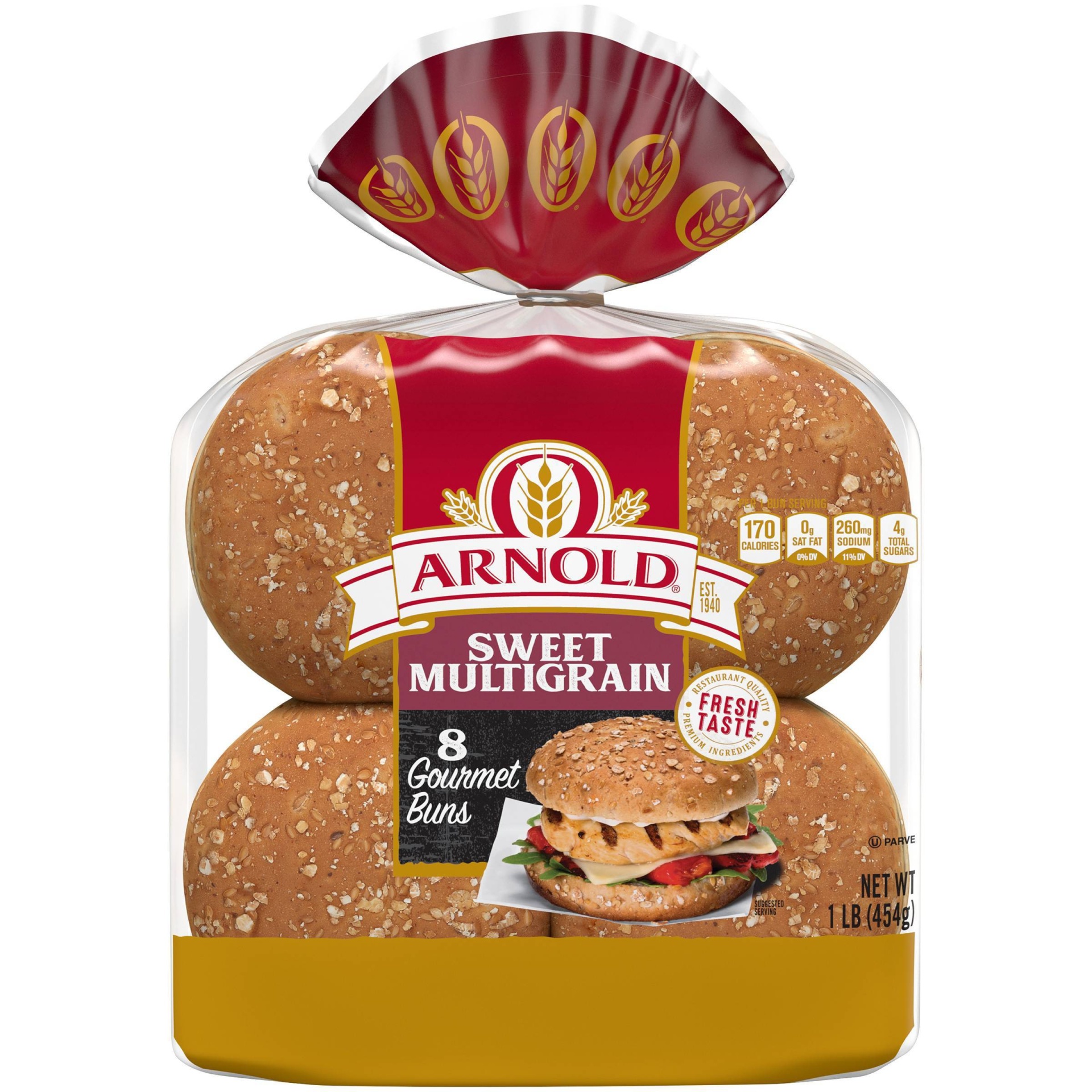 slide 1 of 1, Arnold Sweet Multigrain Ham Bun, 1 lb