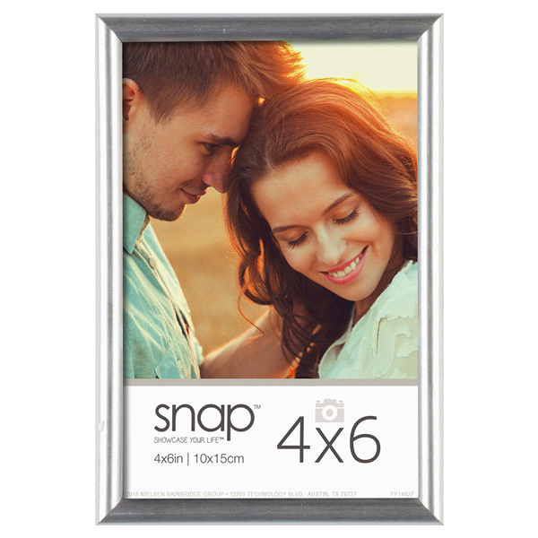 slide 1 of 1, Pinnacle Snap Back-Loading Picture Frame - Silver, 4 in x 6 in