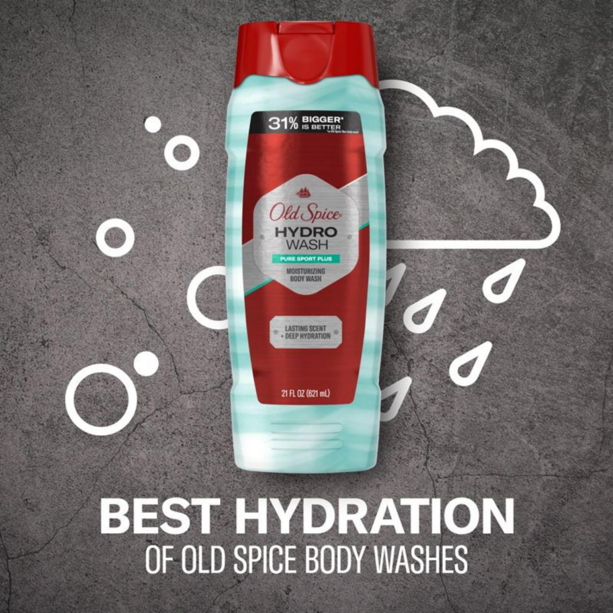 slide 17 of 29, Old Spice Men's Body Wash Moisturizing Hydro Wash Pure Sport Plus, 21 oz, 21 fl oz