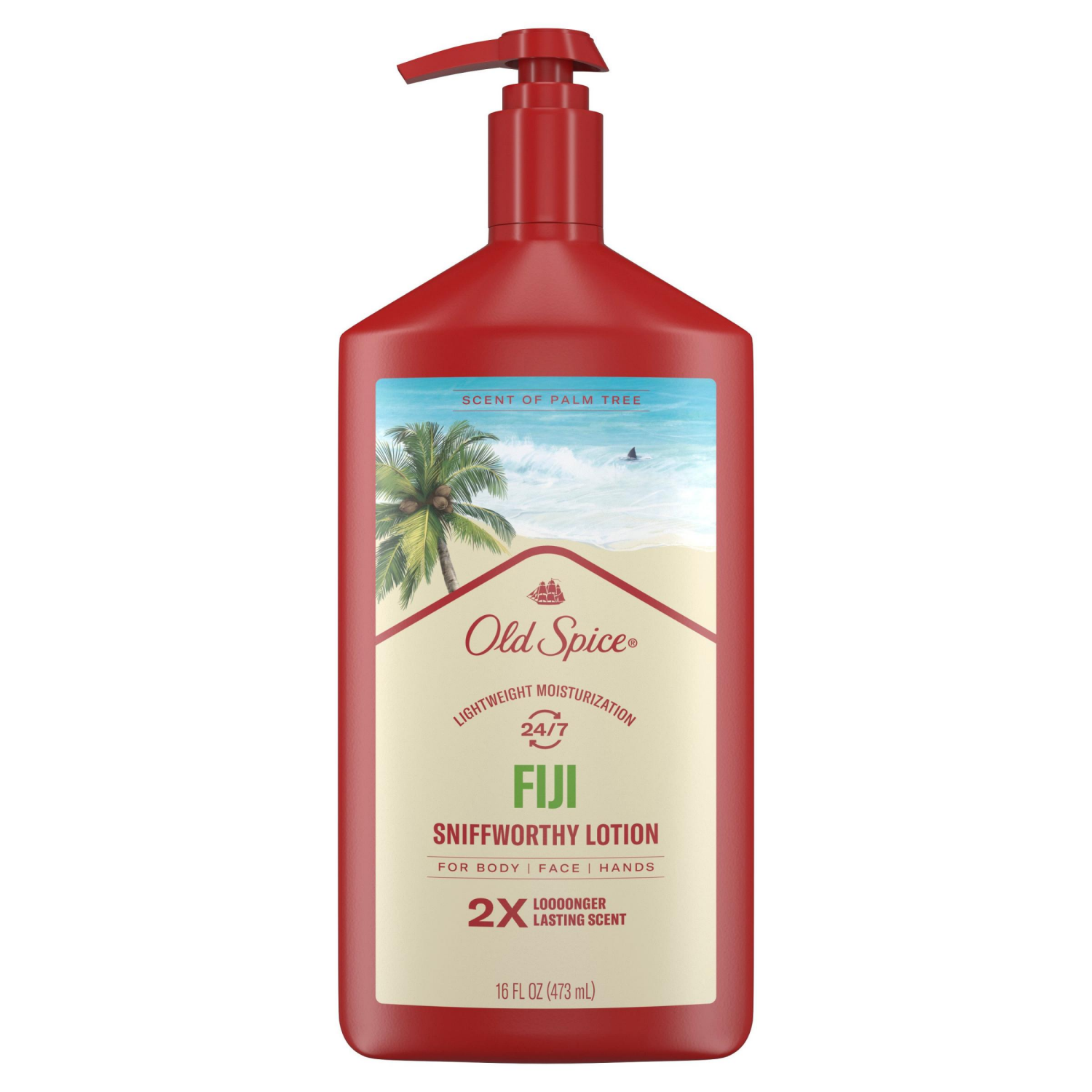 slide 3 of 5, Old Spice Hand and Body Lotion for all skin types, 24/7 Lightweight Moisturization with Amazing Scent, Fiji Scent of Palm Trees, Instant Absorption, 16 oz, 16 oz