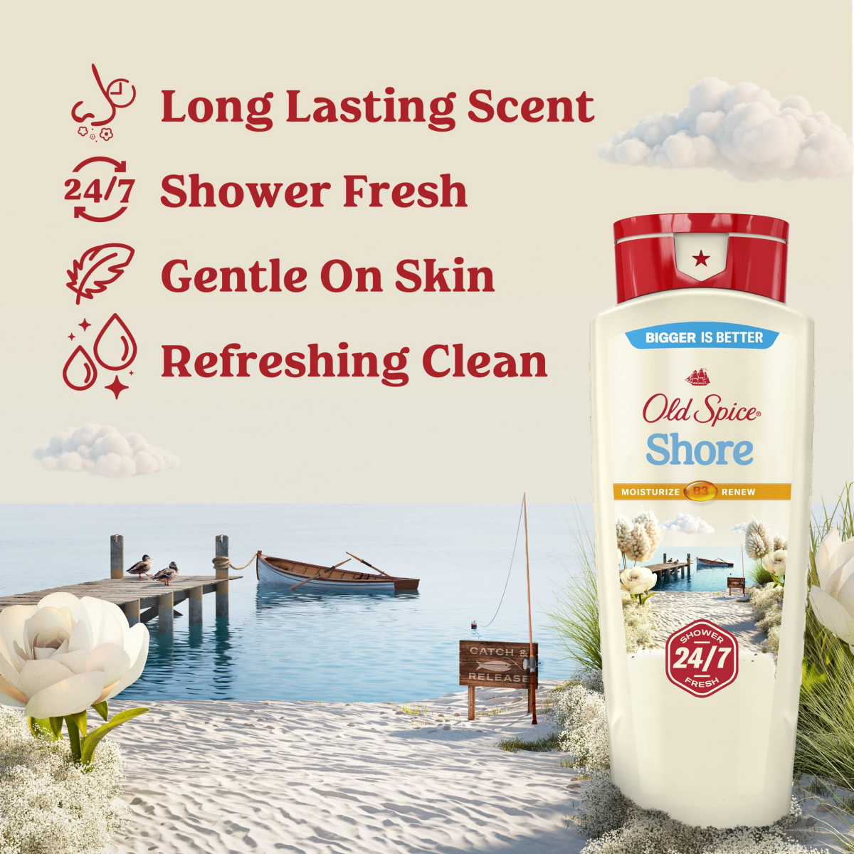slide 8 of 8, Old Spice Men's Body Wash for Men, Shore Scent, 24/7 Shower Fresh, 18 oz, 18 oz