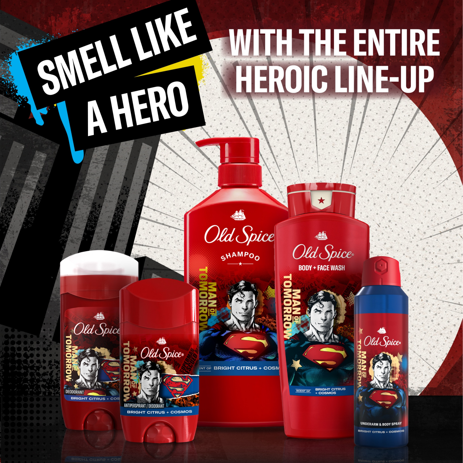 slide 5 of 8, Old Spice Antiperspirant and Deodorant for Men, 24/7 Freshness, Long Lasting Sweat and Odor Protection, Smell Like a Hero, Superman, Bright Citrus and Cosmos Scent, 2.6oz, 2.6 oz