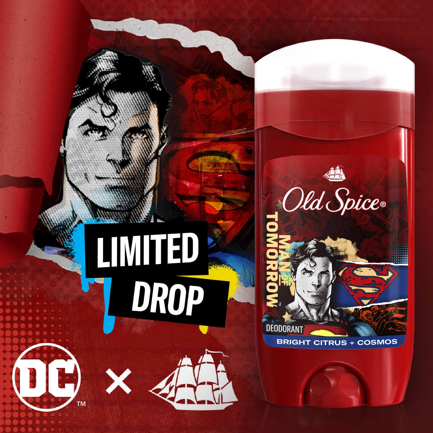 slide 2 of 8, Old Spice Aluminum Free Deodorant for Men, 24/7 Freshness, Long Lasting Odor Protection, Smell Like a Hero, Superman, Bright Citrus and Cosmos Scent, 3oz, 3 oz