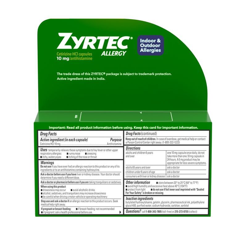 slide 2 of 8, Zyrtec 24 Hour Allergy Relief Capsules - Cetirizine HCl - 40ct, 40 ct